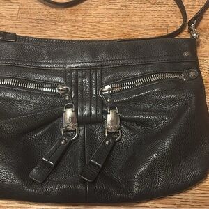 b. makowsky Black Leather Crossbody Bag